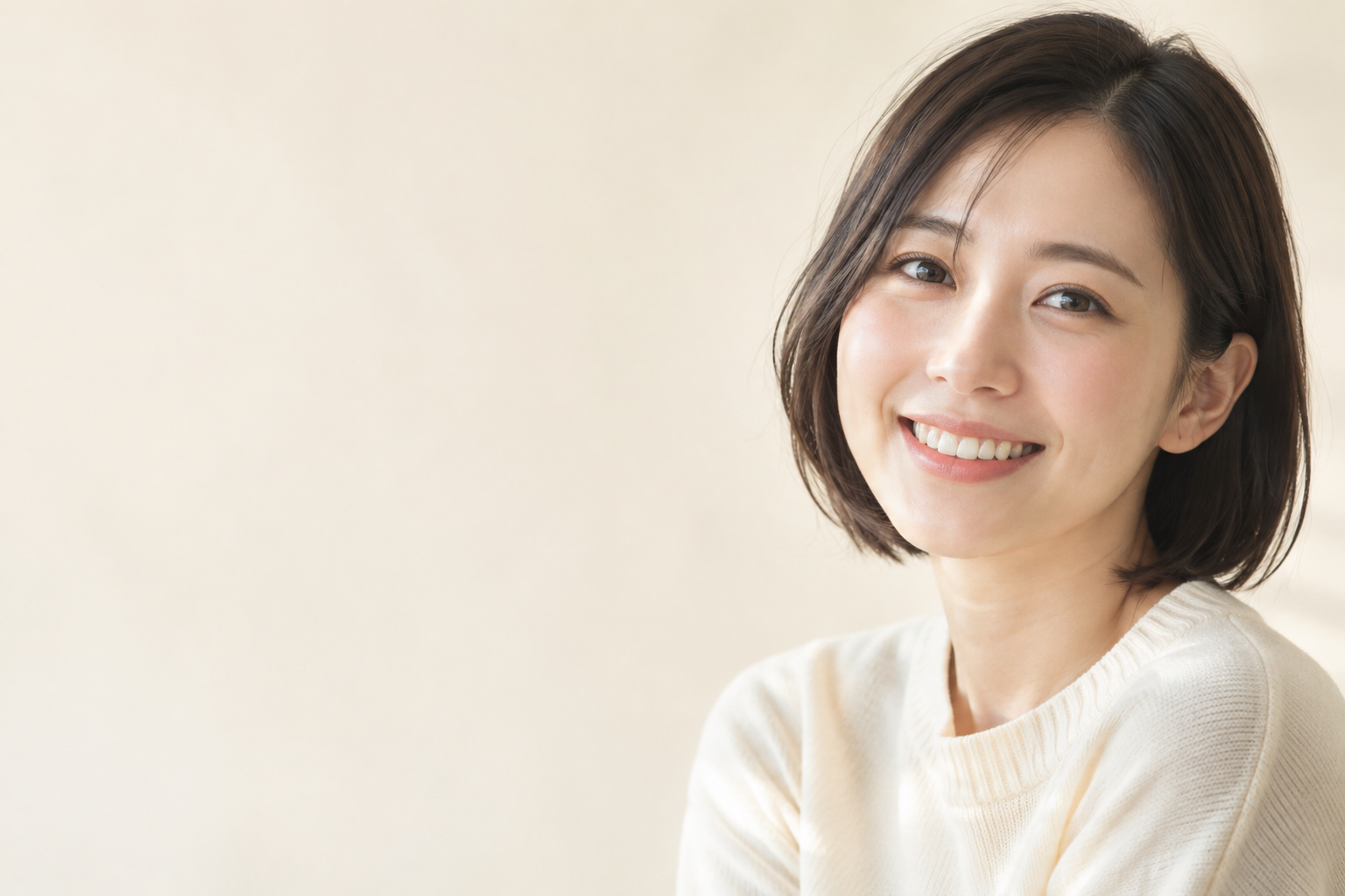 明るく微笑む20代の女性のイメージ